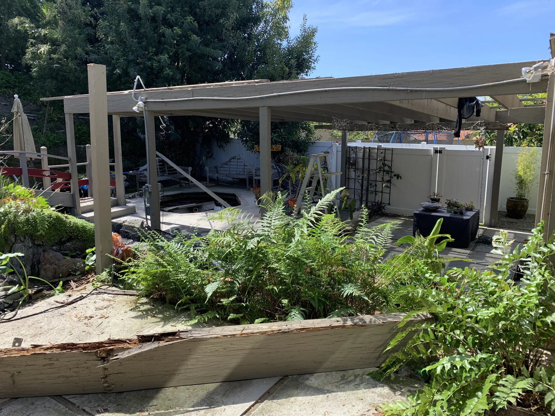 Backyard demolition in progress
