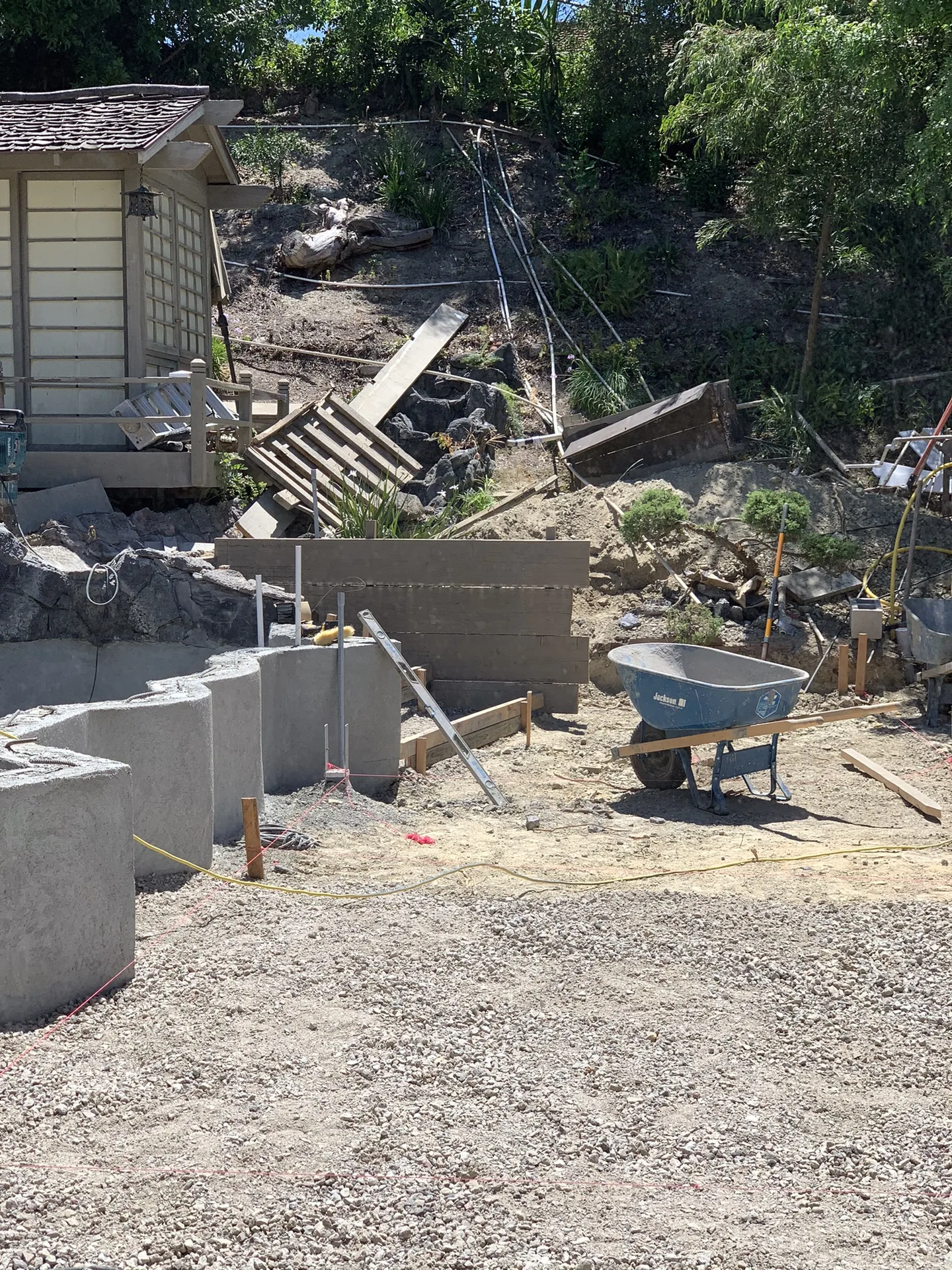Retaining walls under construction