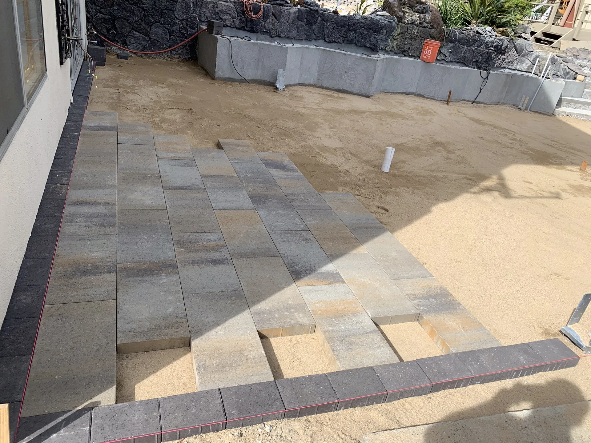 Beginning the paver installation