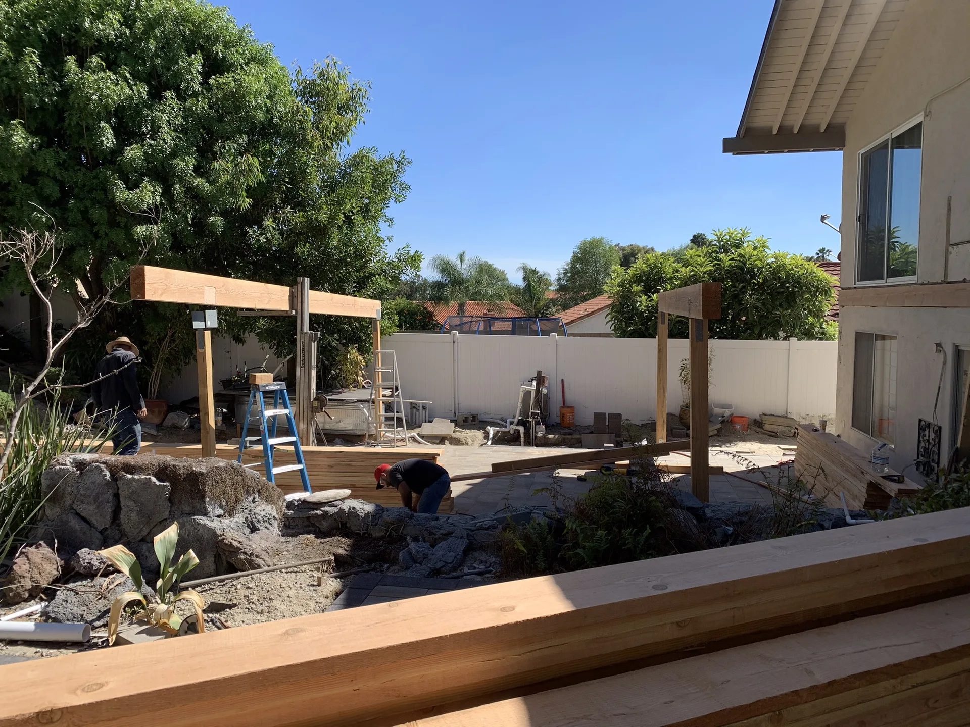 Posts and beams for the new cover