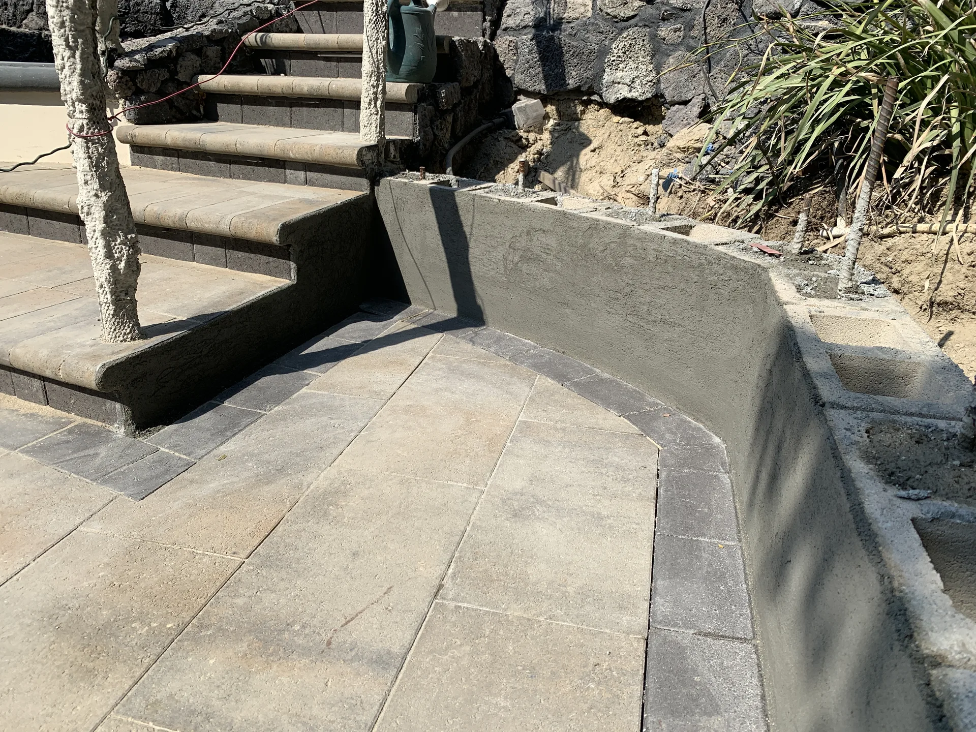 Finished retaining walls and stairs