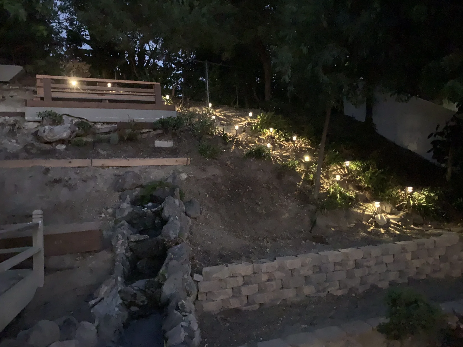 Landscape lighting across the hillside